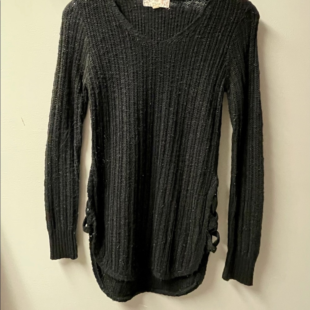 Black Sweater with Side Detail